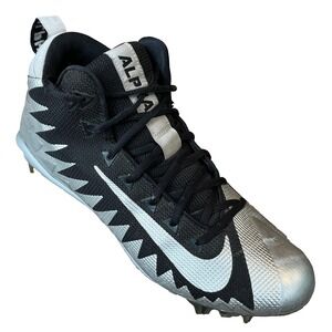 Nike Alpha Menace Pro Mid Football Cleats Black Silver Mens 10.5 UK 9.5 EU 44.5